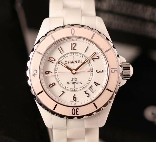 CHANEL J12 H4468 - Montre Femme Céramique Blanche Lunette Rose - Automatique – Image 4