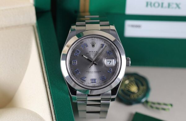 Rolex Datejust 41 – Réf. 116300 – Cadran gris chiffres arabes bleus – Année 2017 – Image 3