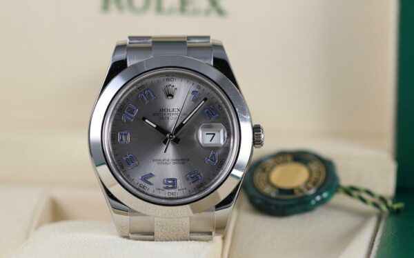 Rolex Datejust 41 – Réf. 116300 – Cadran gris chiffres arabes bleus – Année 2017 – Image 4