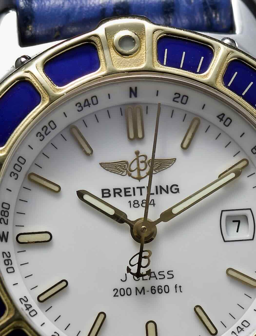 Breitling J-Class D52065 – Acier & Or – Cadran Blanc – Lunette Bleue – Full Set 1994 – Image 3