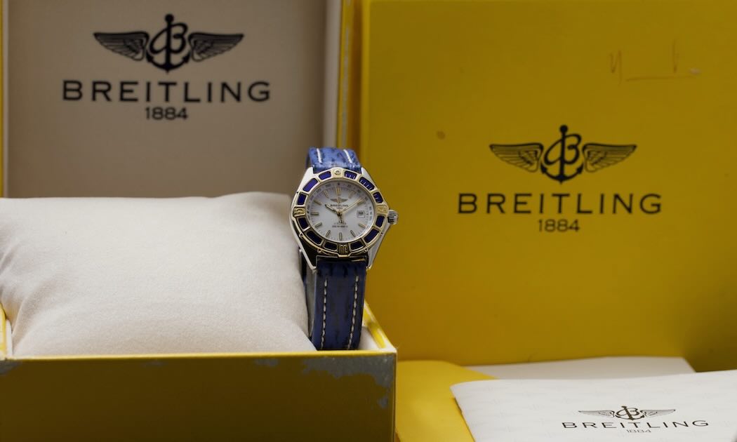 Breitling J-Class D52065 – Acier & Or – Cadran Blanc – Lunette Bleue – Full Set 1994 – Image 9